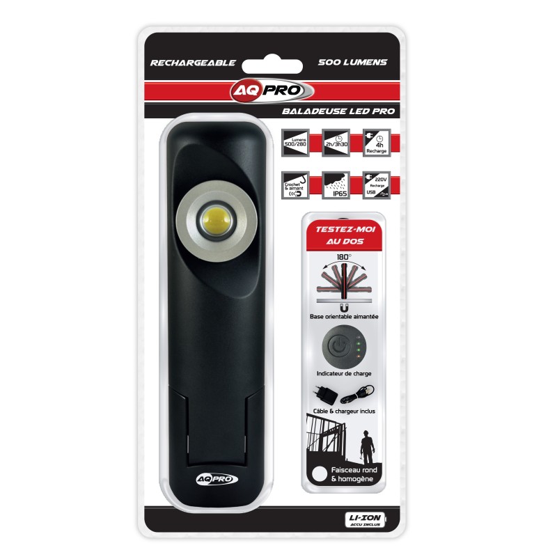 BALADEUSE RECHARGEABLE 500 LUMENS AQPRO